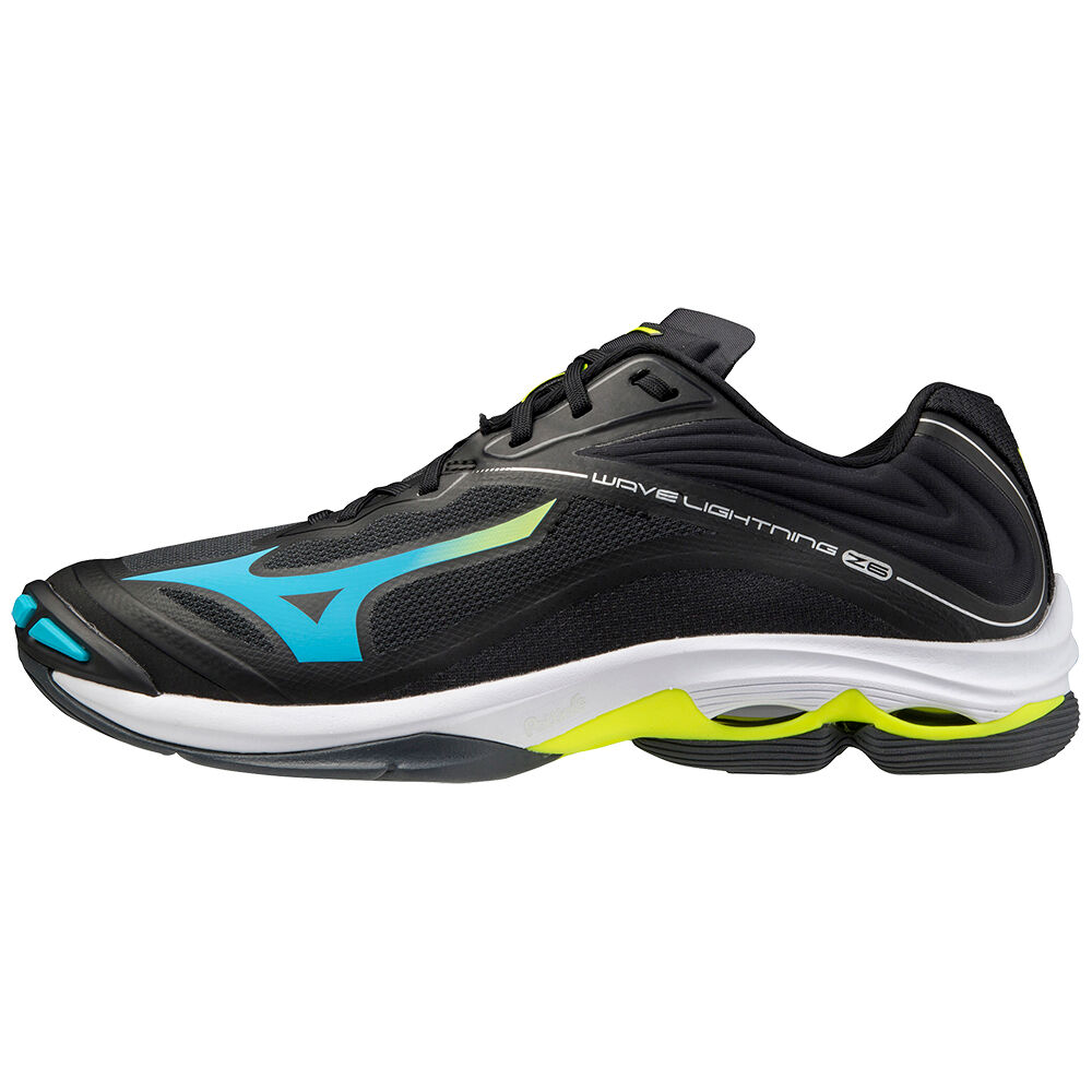 Sapatilhas Voleibol Mizuno Wave Lightning Z5 - Homem - Pretas/Azuis Turquesa/Amarelas - QXWBD8250